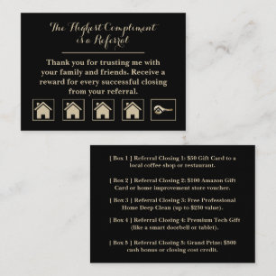 Luxury Black with Gold Key Real Estate  Loyalty Card