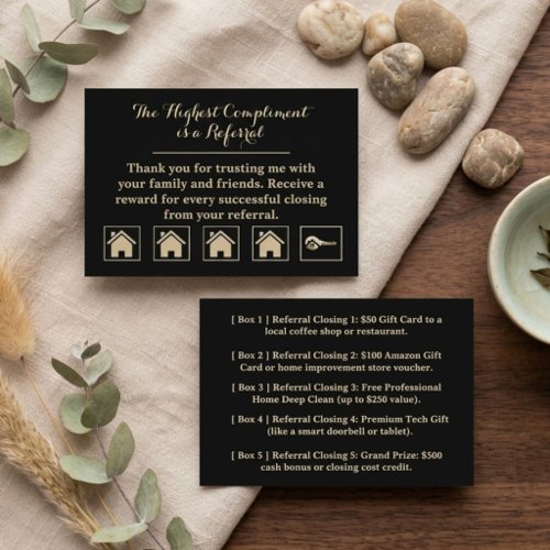 Luxury Black with Gold Key Real Estate  Loyalty Card