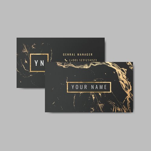 Luxury Black with Gold Marble texture Business Card