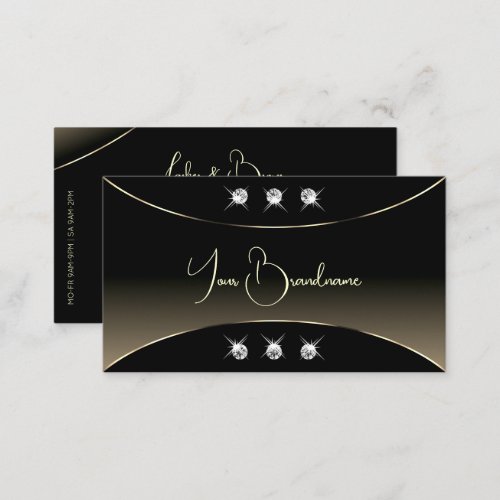 Luxury Black with Whitegold Decor Sparkle Diamonds Business Card
