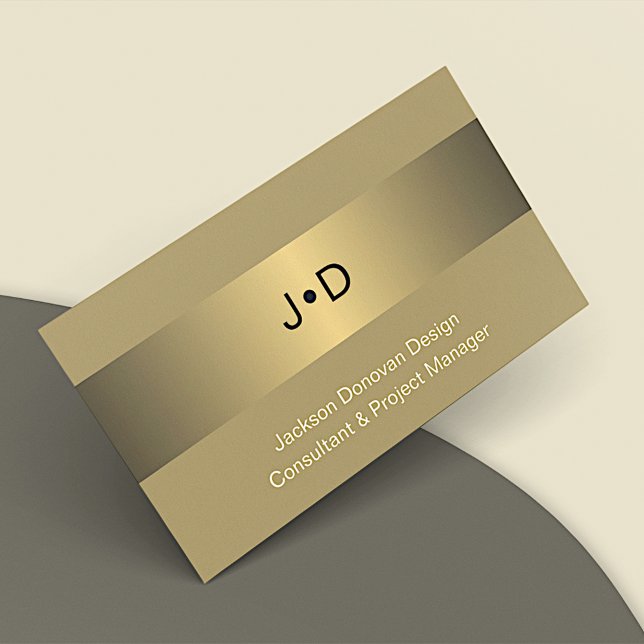 Luxury Black Yellow Brass Minimalist Metallic Art Business Card (Creator Uploaded)
