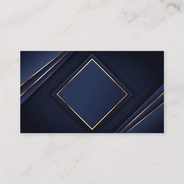 Luxury Blue and Gold Blank Business Card (Front)