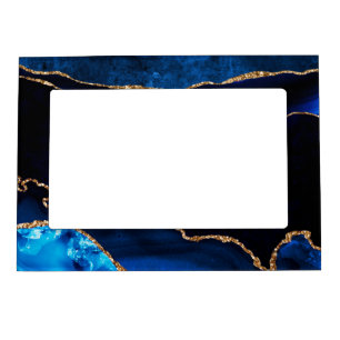 Luxury Blue and Gold Glitter Agate= Magnetic Frame
