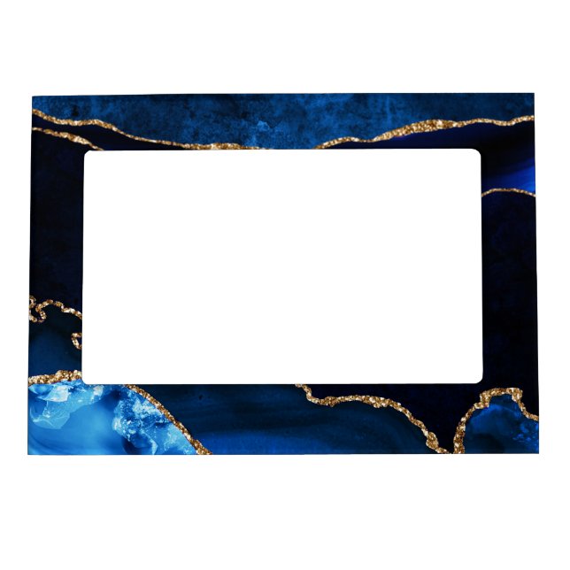 Luxury Blue and Gold Glitter Agate= Magnetic Frame (Front)