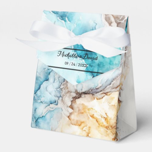 Luxury Blue And Gold Marble Wedding Favor Box