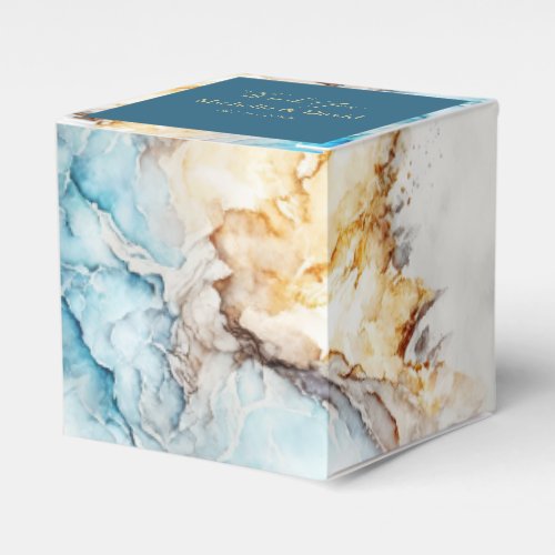 Luxury Blue And Gold Marble Wedding Favor Box