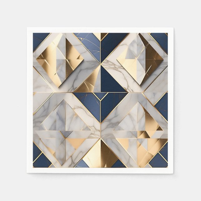 Luxury Blue And Gray Marble With Gold Napkins (Front)