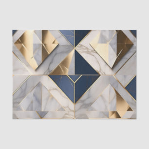 Luxury Blue And Gray Marble With Gold Tissue Paper