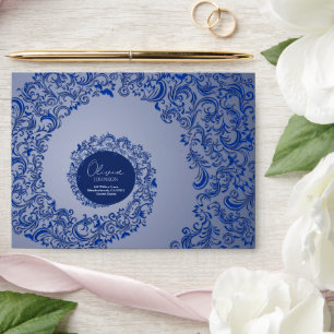 Luxury Blue and Silver Ornate Envelope