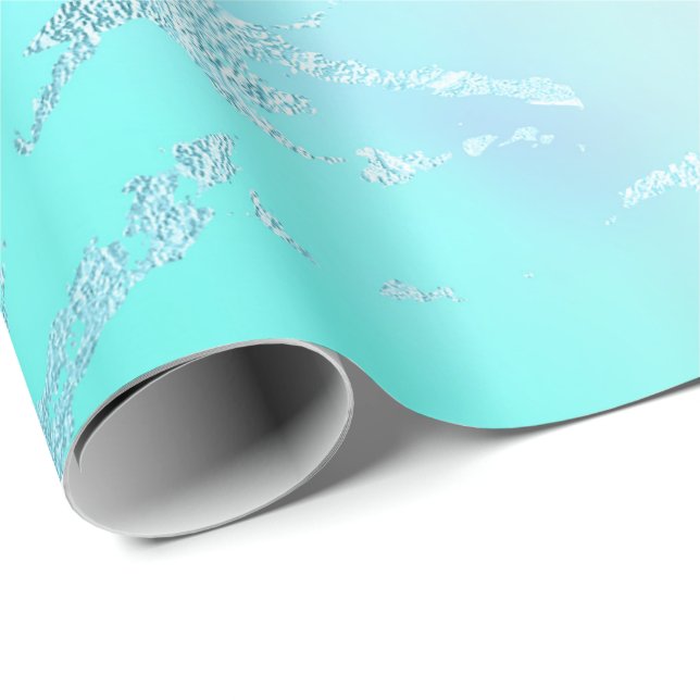 Luxury Blue Aqua Mint Blue Pastel Purple Marble Wrapping Paper (Roll Corner)