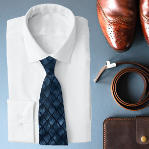 Luxury Blue Art Deco Geometric Pattern Neck Tie