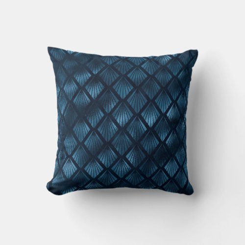 Luxury Blue Art Deco Pattern Stylish Modern Chic Throw Pillow