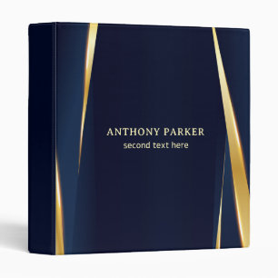 Luxury Blue Background Gold Stripes 3 Ring Binder