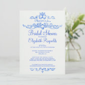 Luxury Blue Bridal Shower Invitations (Standing Front)
