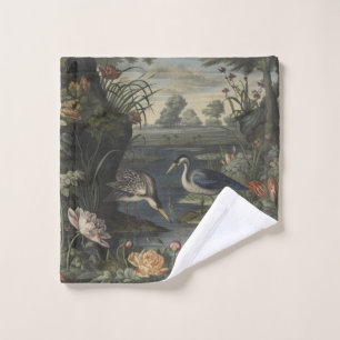 Luxury Blue Crane Chinoiserie Bathroom Home Decor Bath Towel Set