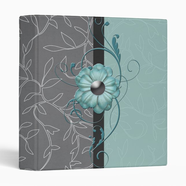 Luxury Blue Damask Floral Binder (Front/Spine)