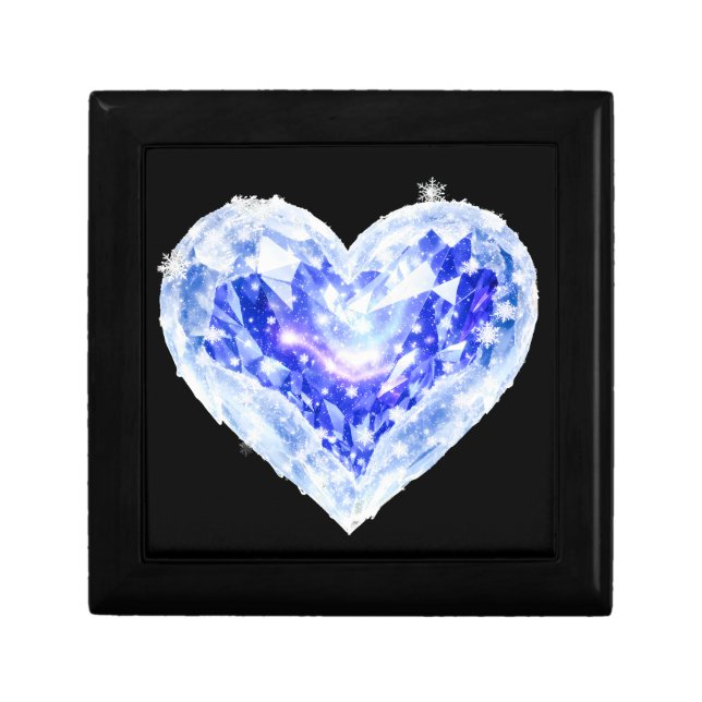 Luxury Blue Diamond Heart Keepsake Gift Box (Front)