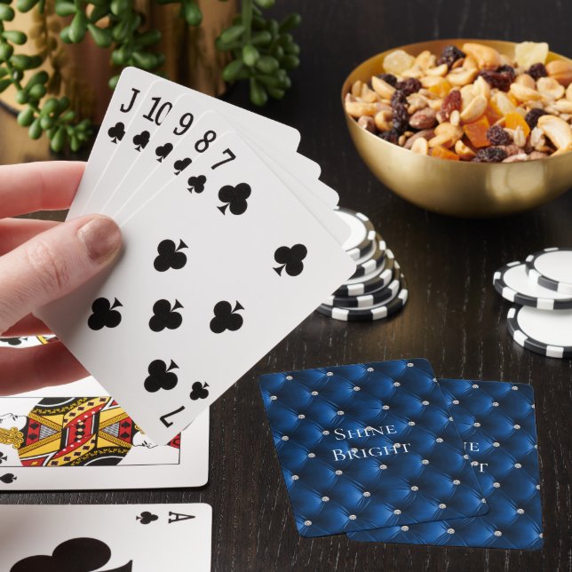 Luxury Blue Faux Velvet  Poker Cards (In Situ)