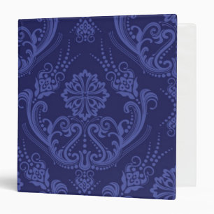 Luxury blue floral damask wallpaper 3 ring binder