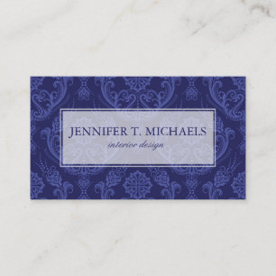 Luxury blue floral damask wallpaper business card