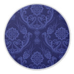 Luxury blue floral damask wallpaper ceramic knob