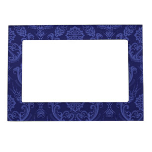 Luxury blue floral damask wallpaper magnetic frame