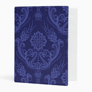 Luxury blue floral damask wallpaper mini binder