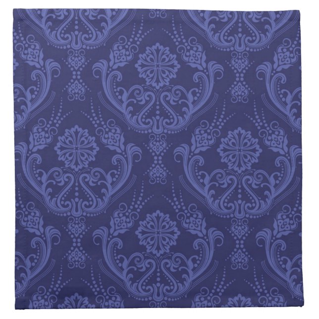 Luxury blue floral damask wallpaper napkin (Front)