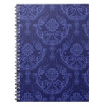 Luxury blue floral damask wallpaper notebook