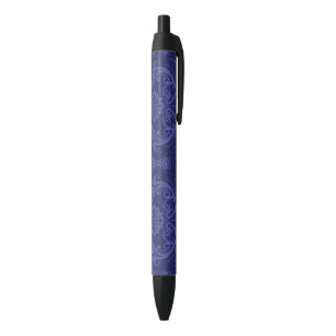 Luxury blue floral damask wallpaper pen
