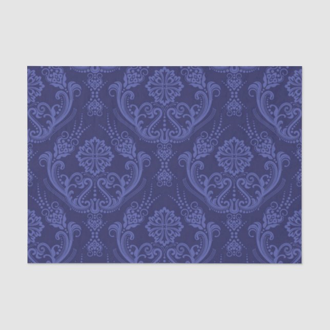 Luxury blue floral damask wallpaper tissue paper (Front)