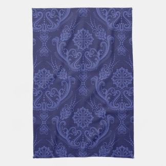 Luxury blue floral damask wallpaper towel