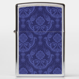 Luxury blue floral damask wallpaper zippo lighter