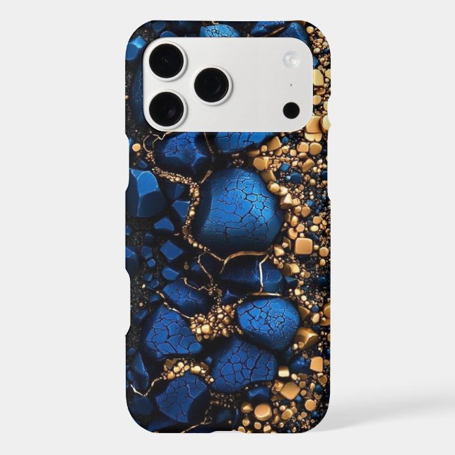 Luxury Blue & Gold Abstract  iPhone 17 Pro Max Case-Mate iPhone Case (Back)