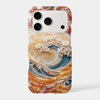 Luxury Blue & Gold Floral Wave Design Phone Case