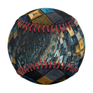 Luxury Blue Gold Geometric Vortex Baseball