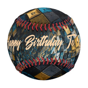 Luxury Blue Gold Geometric Vortex Baseball