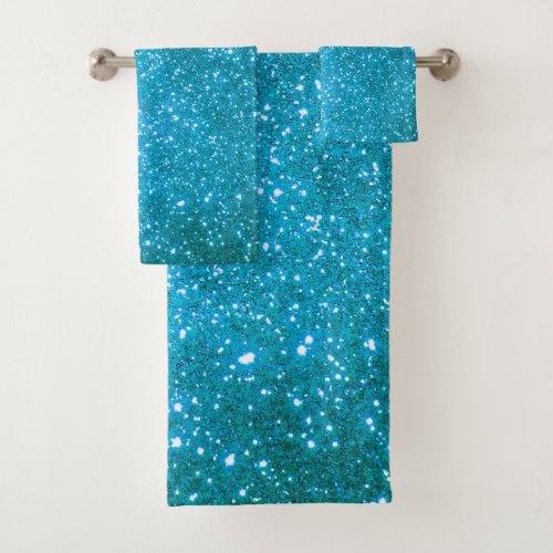 Luxury Blue Gold Glitter Bath Towel Set