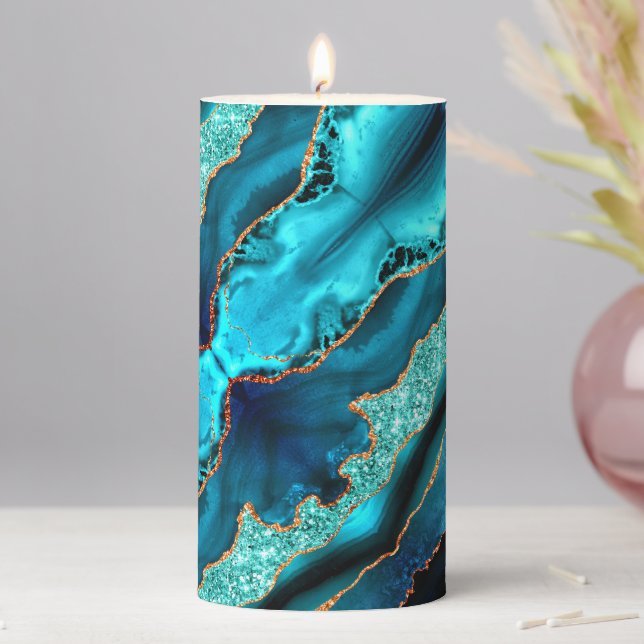 Luxury Blue Gold Marble Turquoise Candle (In Situ)