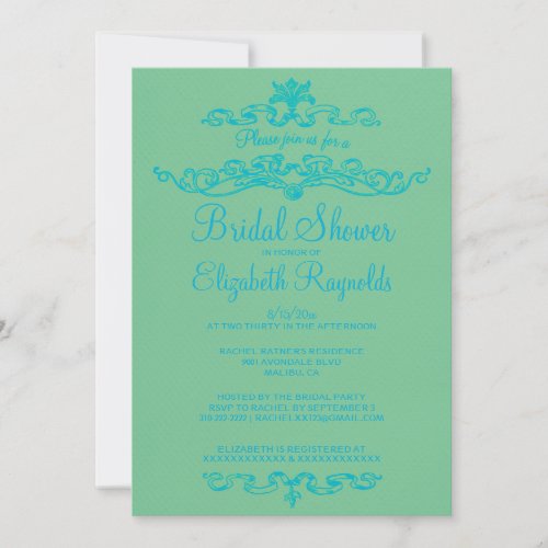 Luxury Blue &amp; Green Bridal Shower Invitations