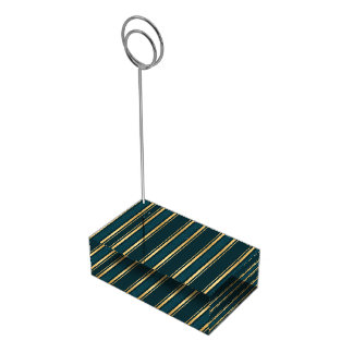 Luxury Blue Green Gold Stripe Gift Wrap Pattern Place Card Holder