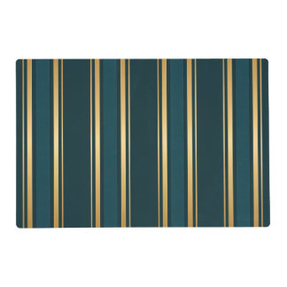 Luxury Blue Green Gold Stripe Gift Wrap Pattern Placemat