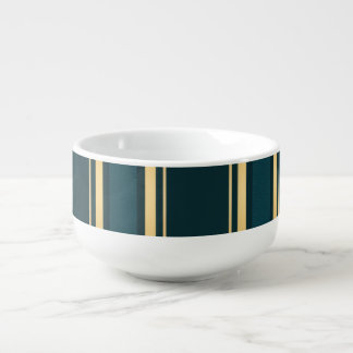 Luxury Blue Green Gold Stripe Gift Wrap Pattern Soup Mug