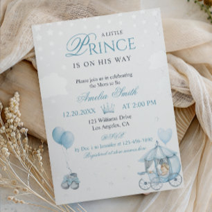 Luxury Blue Little Prince Real Foil Baby Shower  Invitation