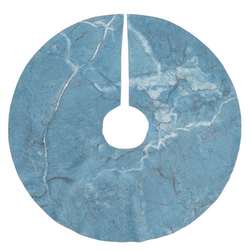 Luxury Blue Marble Panoramic Design Brushed Polyester Tree Skirt