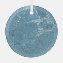 Luxury Blue Marble Panoramic Design Glass Ornament