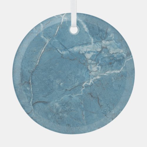 Luxury Blue Marble Panoramic Design Glass Ornament