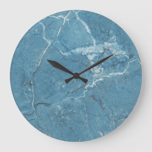 Luxury Blue Marble Panoramic Design Large Clock