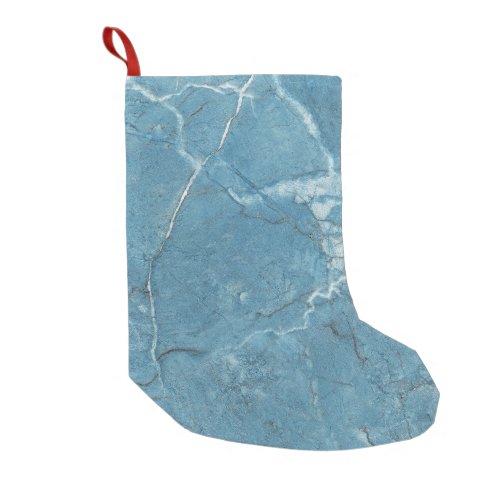 Luxury Blue Marble Panoramic Design Small Christmas Stocking