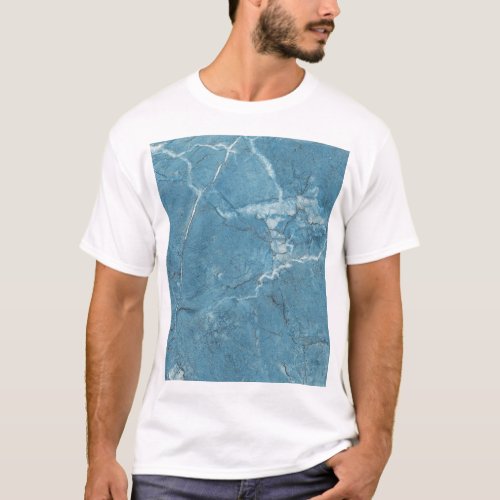Luxury Blue Marble Panoramic Design T_Shirt
